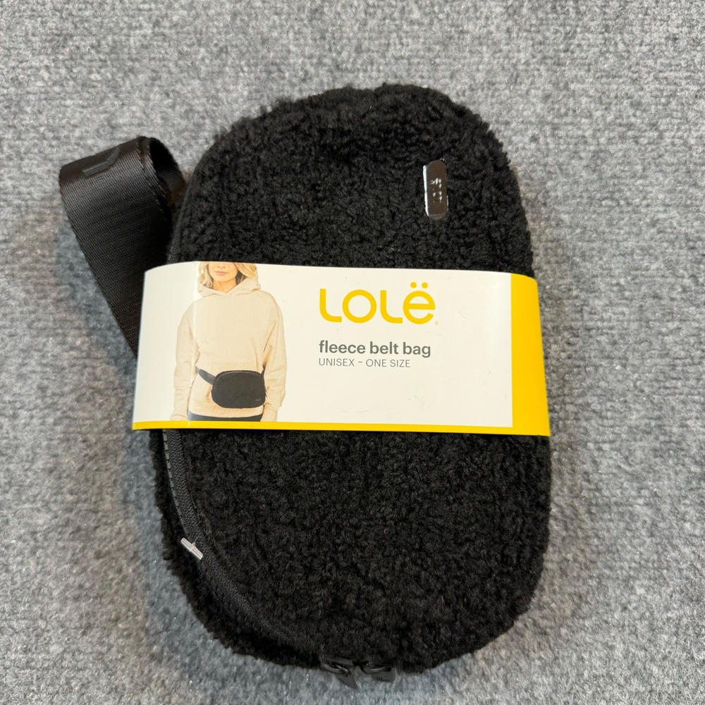Lole Fleece Belt Bag Black Unisex Sherpa Waist Pack Crossbody Bag NEW